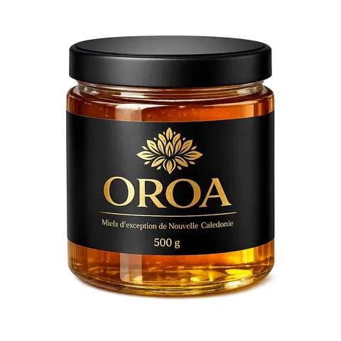Jar of OROA mango blossom honey, honey from New Caledonia