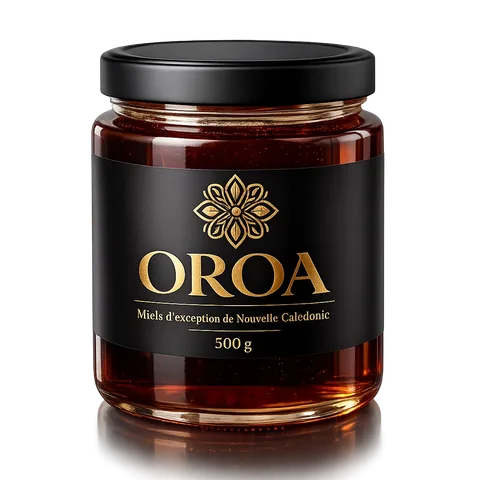 Jar of OROA tamarind honey, honey from New Caledonia